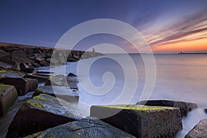 Sunset over sea near IJmuiden, The Netherlands