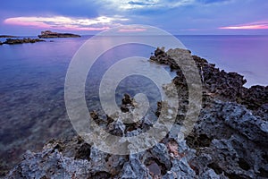 Sunset over the sea in the Sardinian west coast, Italy