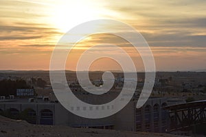 Sunset over the settlement of Arara ba Negev, Israel