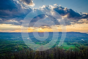 Sunset over the Shenandoah Valley, from Skyline Drive, in Shenandoah National Park, Virginia.