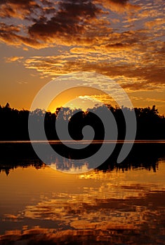 Sunset Over The Shoreline At Island Lake In Orangeville, Ontario