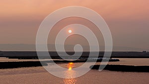 Sunset over Smoky Skies at San Francisco Bay