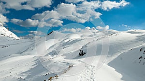 Sunset over the snowy mountains