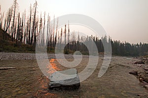 Sunset over the South Fork of the Flathead River at Meadow Creek Gorge in the Bob Marshall Wilderness complex - Montana USA