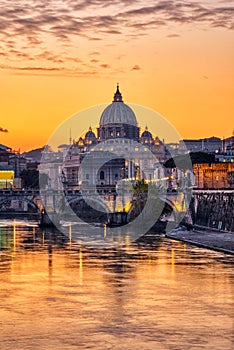 Sunset over the St. Peters Basilica