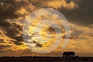 Sunset over the stilt houses of SPO