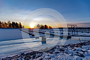 Sunset over the Storviken bay in Finland