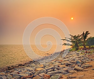 Sunset over the Straits of Malacca. Sunset over the sea