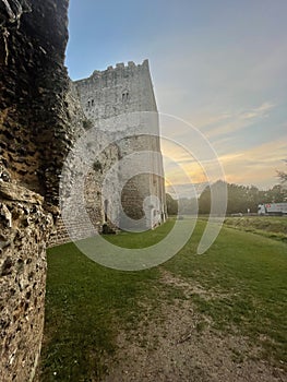 Sunset over the stunning Portchester castle photo