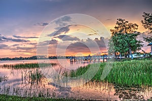 Sunset over Sugden Regional Park in Naples, Florida photo