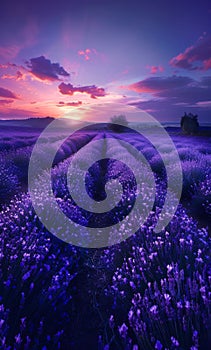 Sunset over summer lavender field