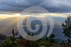 Sunset over the Tanzanian savanna, view from the Usambara mountains