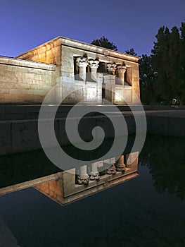 Sunset over the Temple de debod in Madrid.