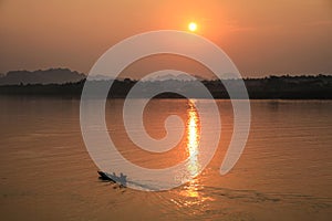 Sunset over the Thanlyin, Hpa-An, Karen State, Myanmar river