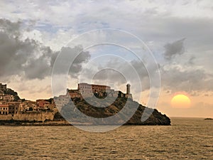 Sunset over the town of Portoferraio