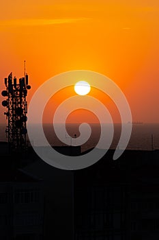 Beautiful golden sunset over sea