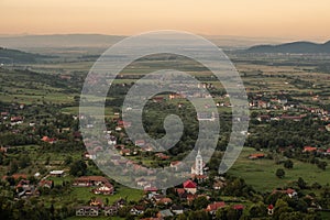 Sunset over the Transylvanian countryside near Bran castle