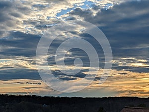 Sunset over trees from the balcony