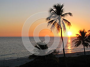 Sunset over tropical beach