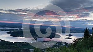 Sunset over Tyrifjorden called Lake Tyri from the viewpoint Kongens utsikt photo