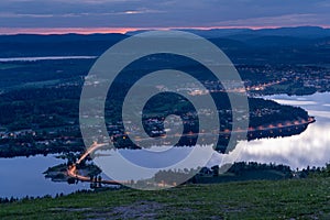 Sunset over Tyrifjorden called Lake Tyri from the viewpoint Kongens utsikt photo