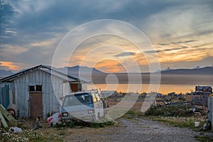 Sunset over the Ultima Esperanza Fjord, Puerto Natales, Chile photo