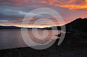 Sunset over Upper Loch Torridon, Wester Ross, Highland Scotland photo