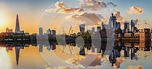 Sunset over the urban skyline of London