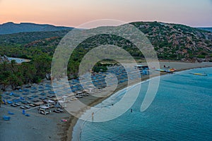 Sunset over Vai beach at Crete, Greece