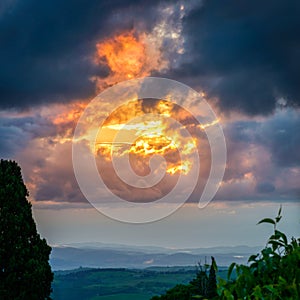 Sunset over Val d'Orcia