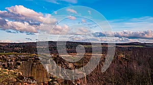 Sunset over the valley with dramatic clouds.