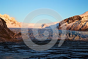 Sunset over Vatnajokull Glacier in Skaftafell NP, Iceland