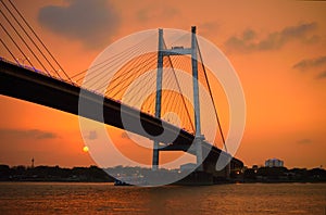 Sunset over Vidyasagar setu bridge