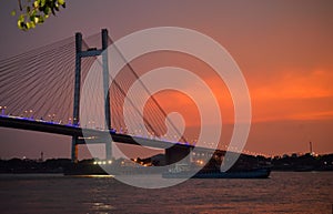 Sunset over Vidyasagar setu bridge