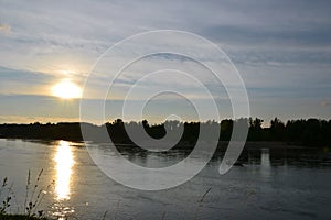 Sunset over the Vistula River, Kazimierz Dolny, Poland.