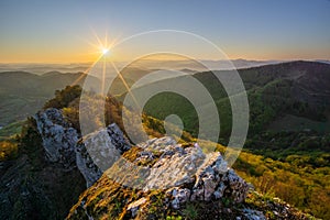 Sunset over Vrsatec rocks in Biele Karpaty