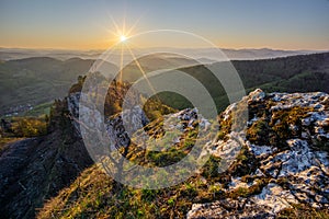 Sunset over Vrsatec rocks in Biele Karpaty