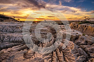 Sunset over Walls of China in Mungo National Park, Australia