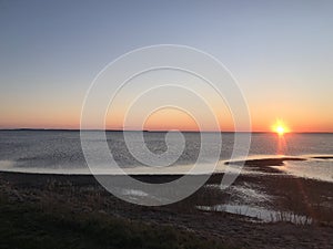 Sunset over water on the island of rÃƒÂ¼gen on the Baltic Sea