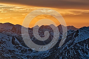 Sunset over West Tatras from Swinica peak