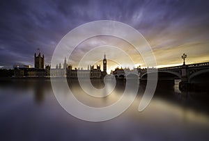 Sunset over Westminster Bridge, London