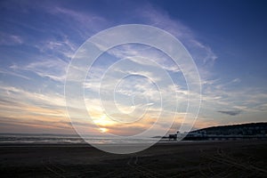 Sunset over Weston Super Mare beach