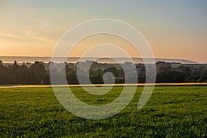 The sunset over wheat field in Germany