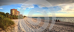 Sunset over white sand at Delnor Wiggins State Park photo