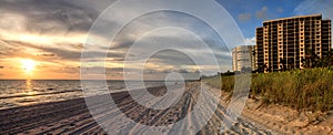 Sunset over white sand at Delnor Wiggins State Park photo