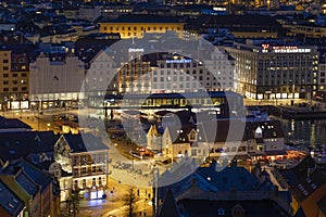 Sunset over the wonderful city Bergen in Norway