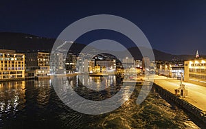 Sunset over the wonderful city Bergen in Norway