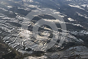 Sunset over YuanYang rice terraces in Yunnan, China, one of the latest UNESCO World Heritage Sites