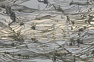 Sunset over YuanYang rice terraces in Yunnan, China, one of the latest UNESCO World Heritage Sites