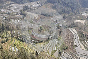 Sunset over YuanYang rice terraces in Yunnan, China, one of the latest UNESCO World Heritage Sites